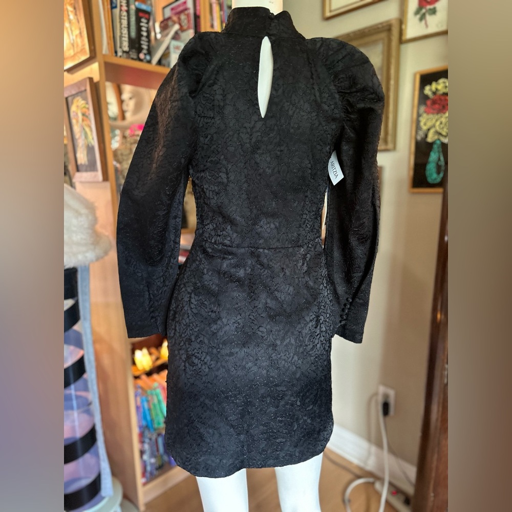 BNWT Aritiza little moon Black puff Sleeve Sangria Dress black dress lace - Picture 7 of 8